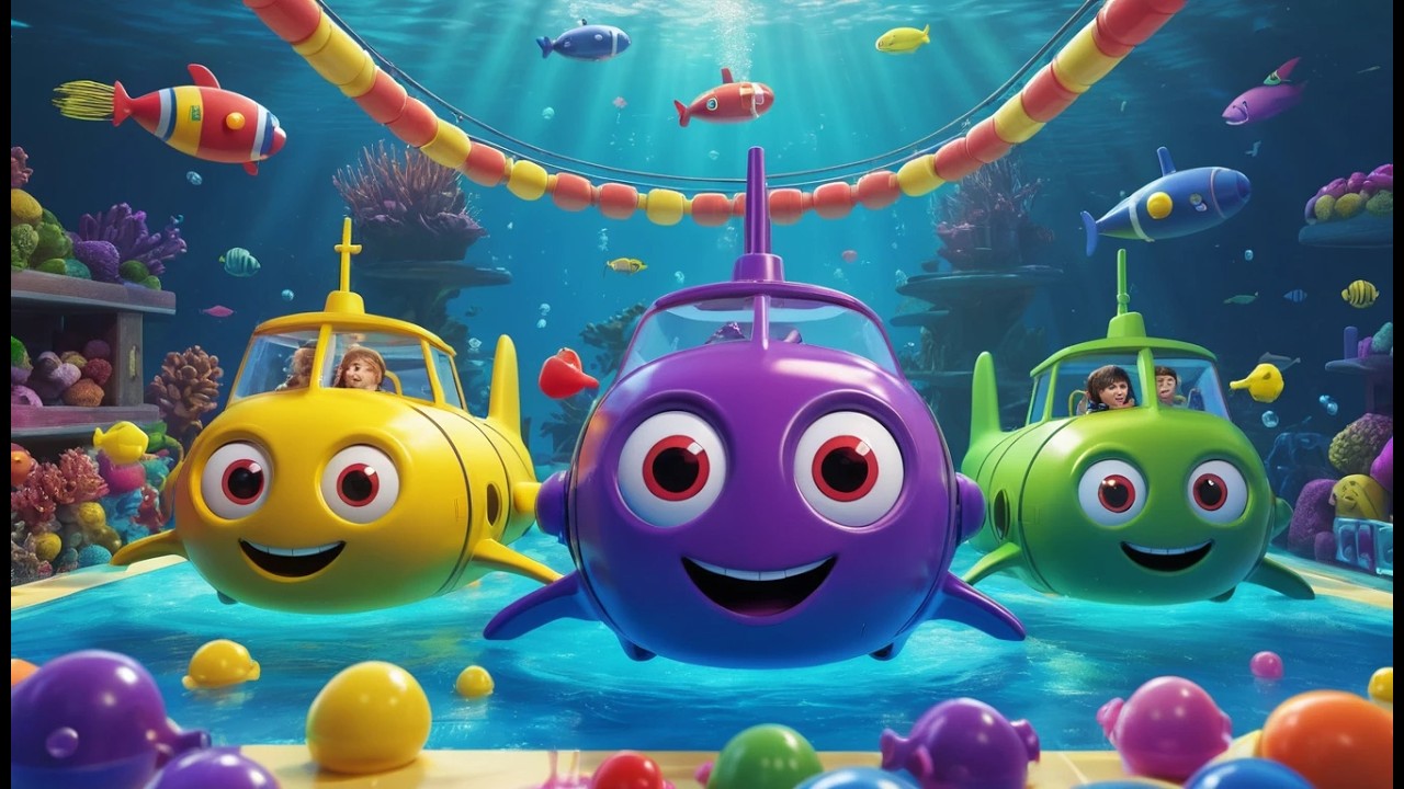 Fünf kleine Spielzeug U-Boote Tauchen Tief | Kinderlieder & Unterwasser Abenteuer