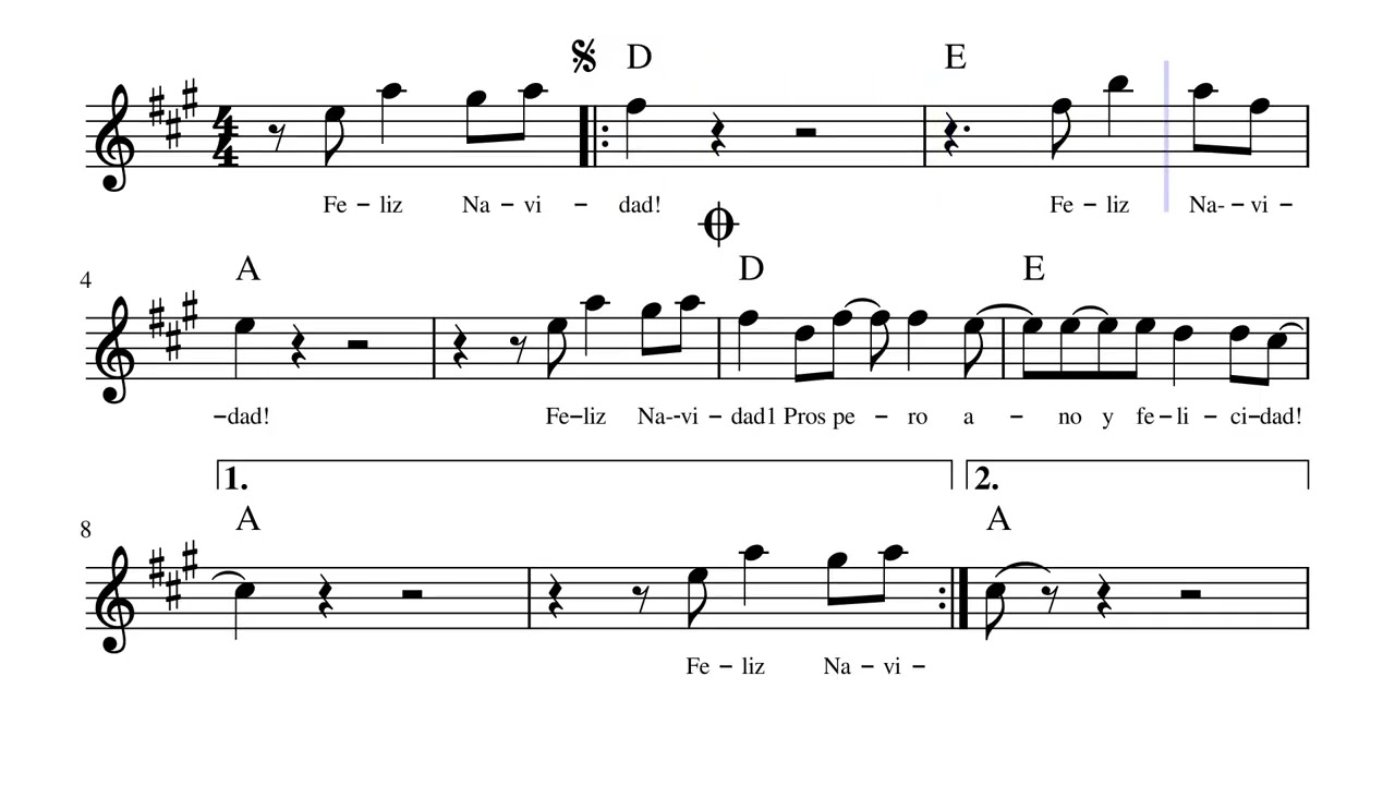 Feliz Navidad - Partitura para Sax Barítono in C + Lyric