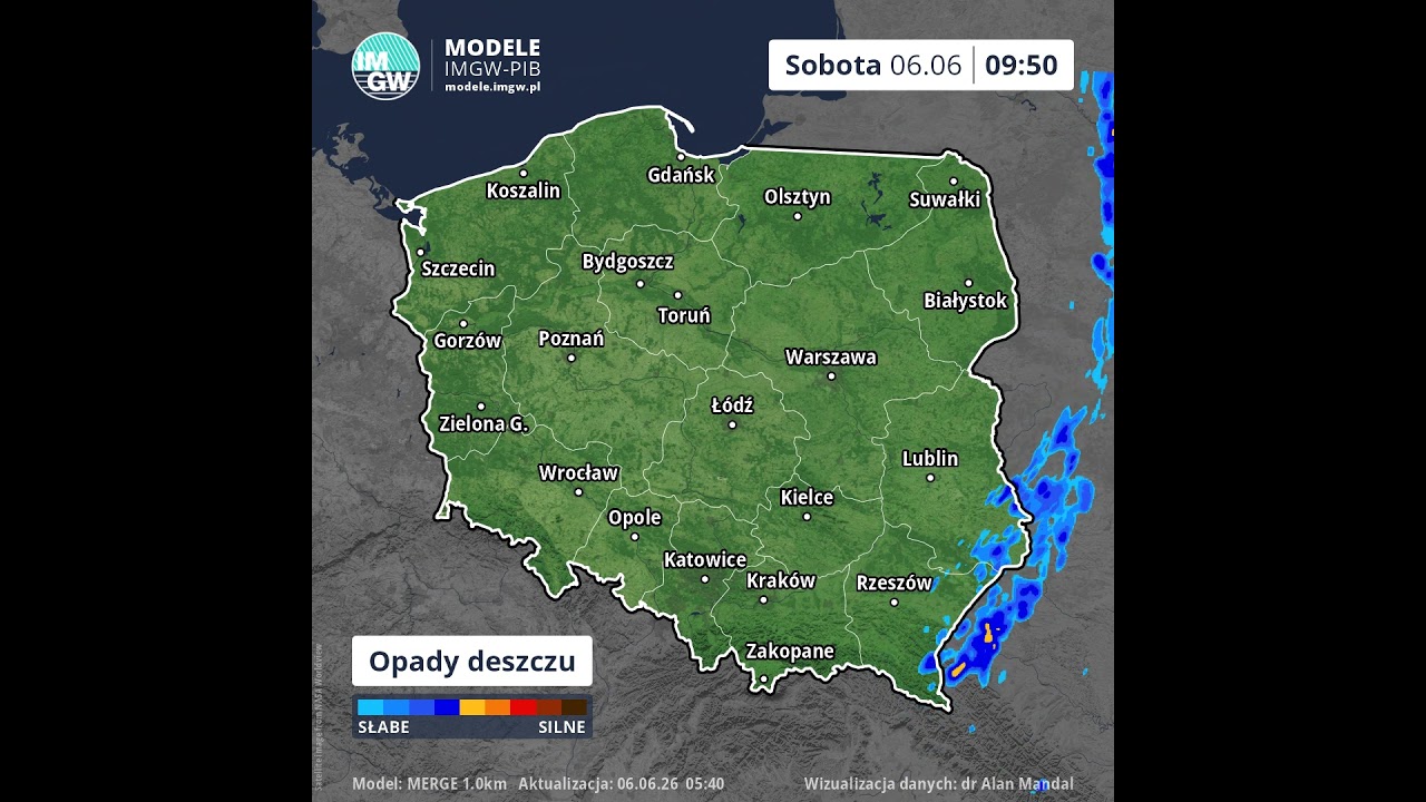Prognoza opadu na 8 godzin (Model MERGE) 6.06.2026 #ostrzeżenia  #imgw  #ostrzeżenia  #news