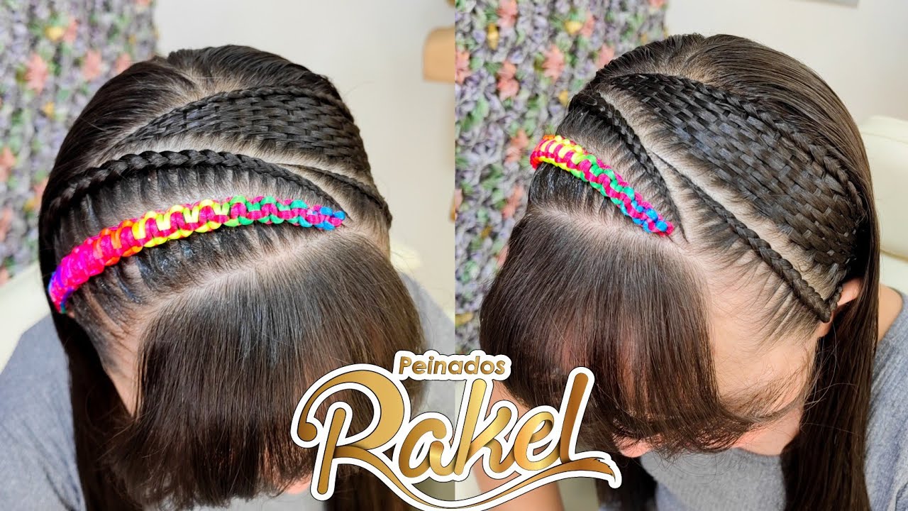 Peinado Para Niñas / Tejido Canasta y Encintado Nudo Plano Invertido/ Peinados Rakel