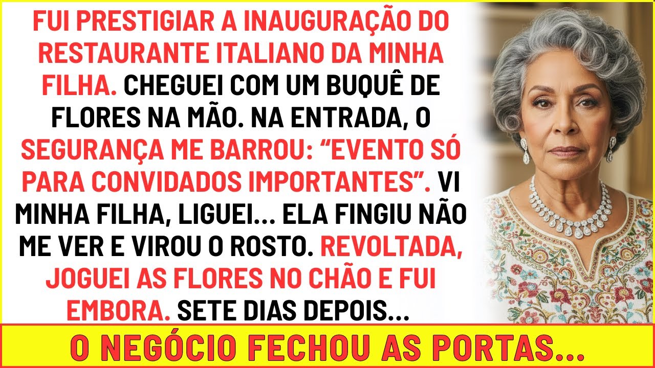 Minha filha me desprezou na inauguração do seu novo restaurante. Fui embora revoltada. 7 dias depois