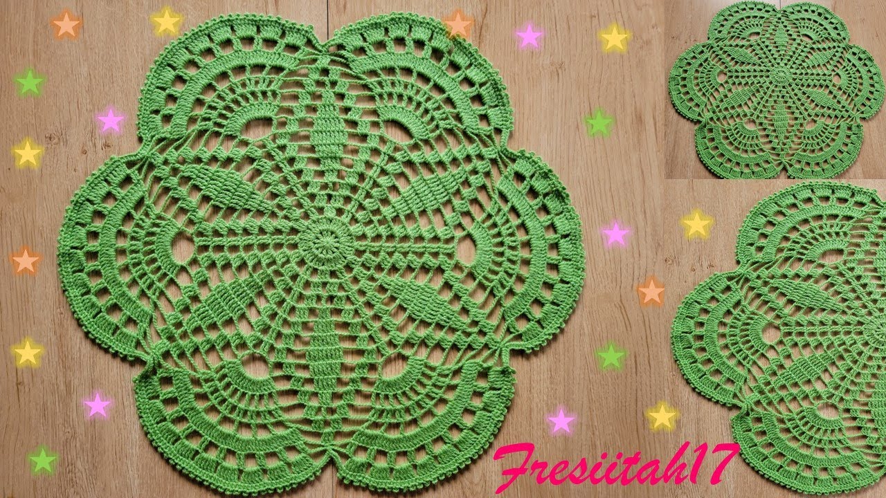 Tapete con varetas dobles tejido con crochet (diámetro aprox. 55 cm - 18 hileras)