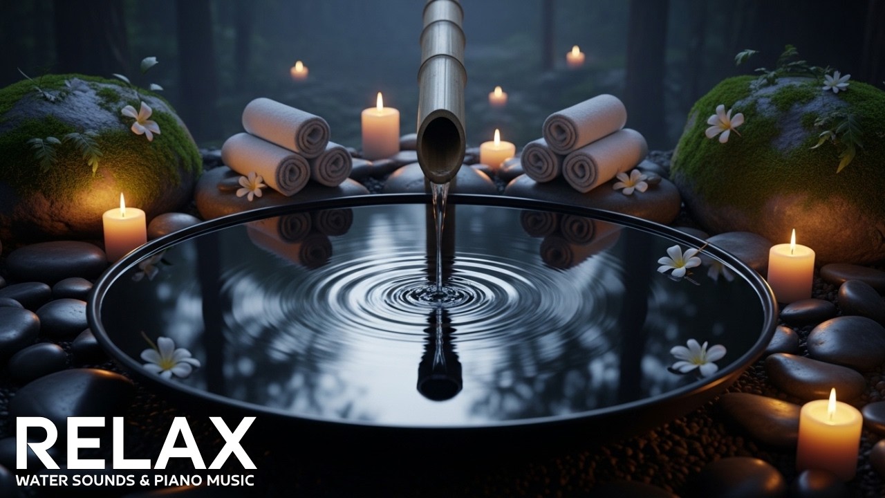 🌿 Bamboo Water Night Tranquility & Piano | Inner Peace Sleep 🌿