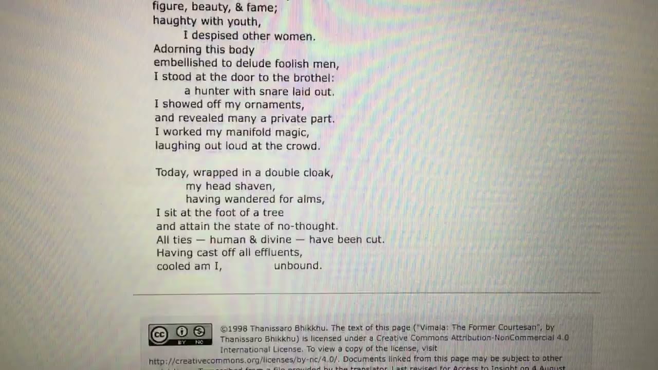 Vimala (The Former Courtesan) : Thig 5.2 : English text reading from AccesstoInsight.Org