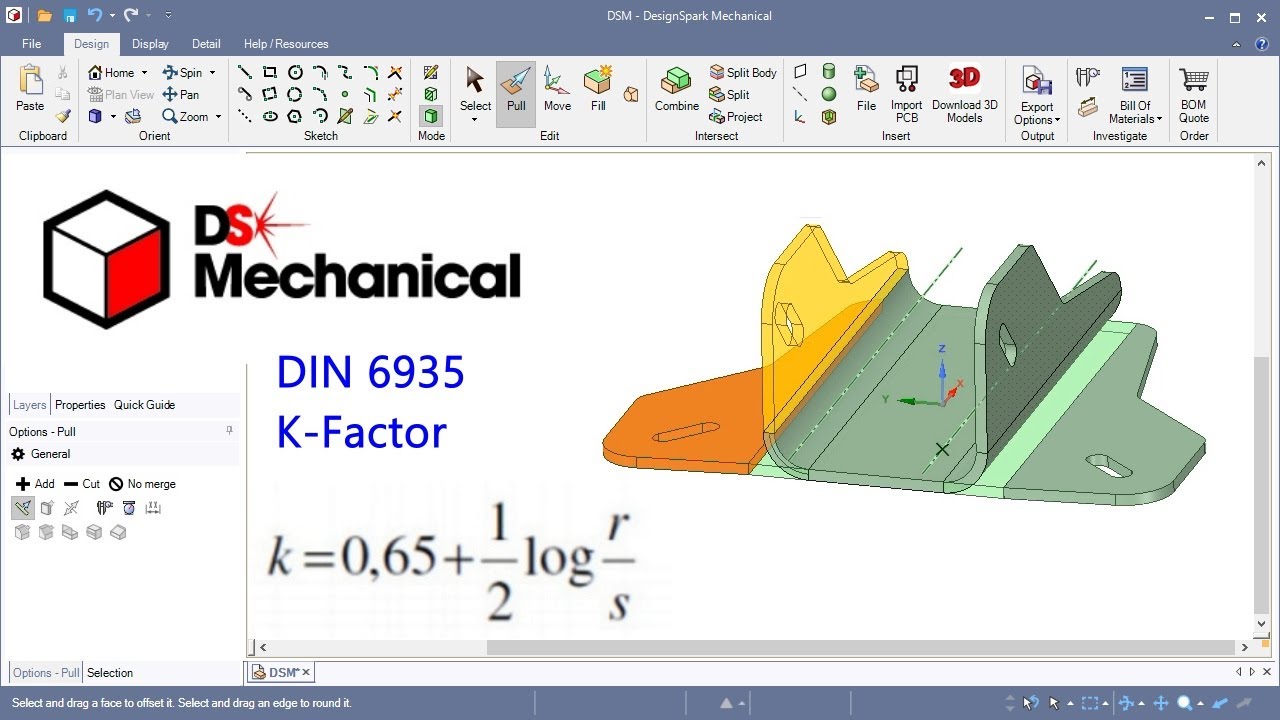 DesignSpark Mechanical #7 Sheet Metal Part Design | K-Factor with DIN 6935 | Developing Sheet Flats