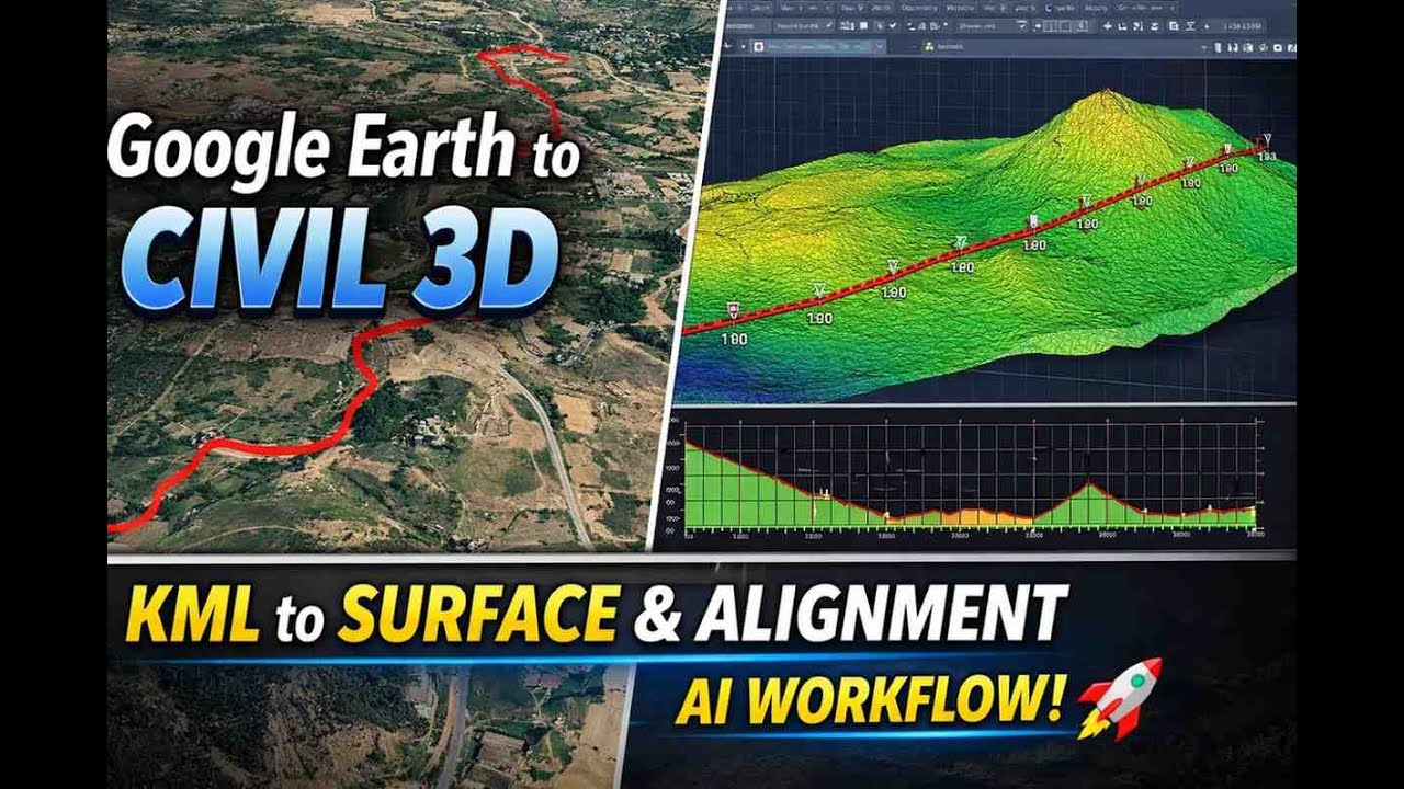 Google Earth to Civil 3D Using AI | GPSVisualizer KML to Surface in civil 3D