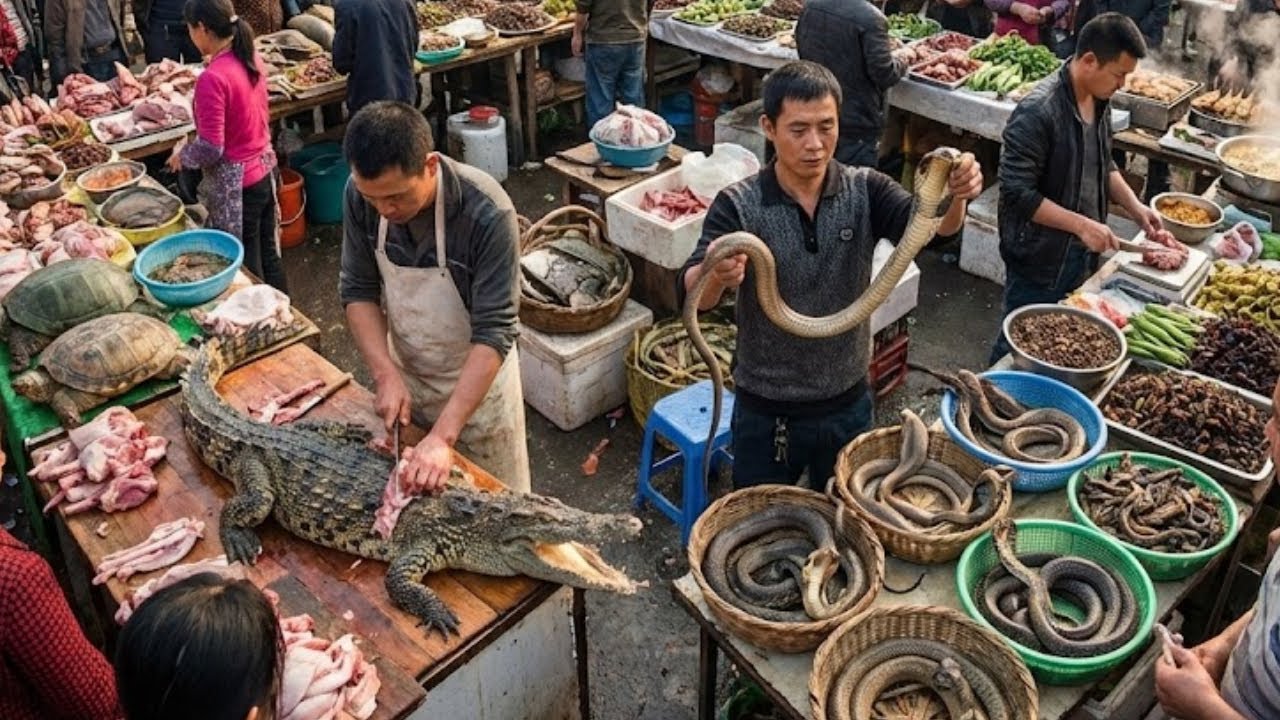 What do Chinese eat for breakfast? China’s Craziest Market Cobras & Crocodiles #chinesefood