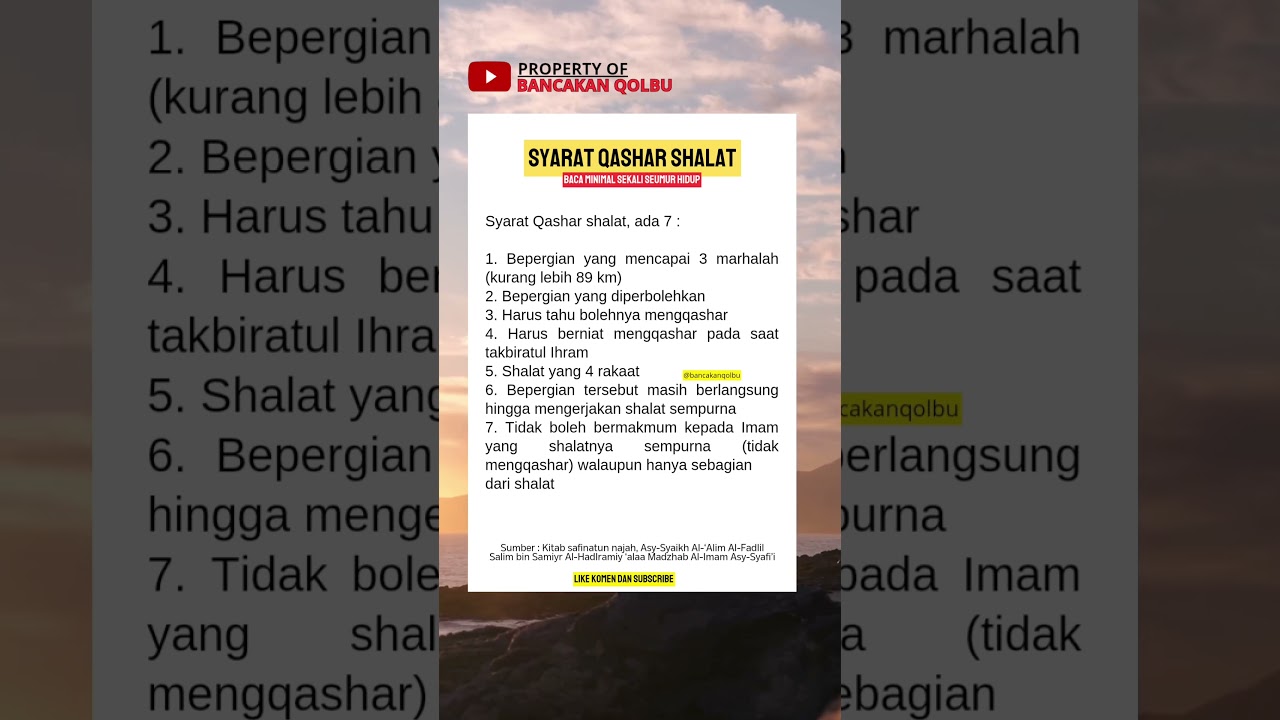 Syarat qashar sholat #safinah #safinatunnajah #ramadhan2025