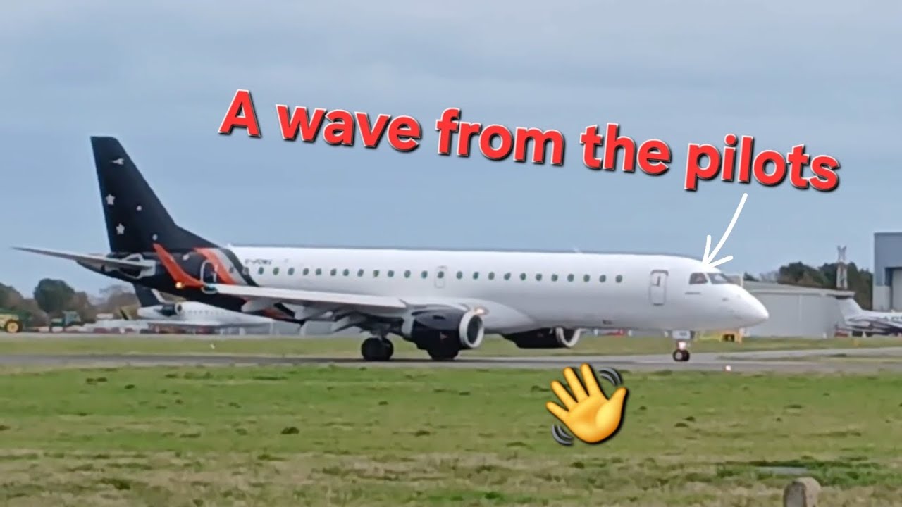 Titan E190(G-POWX) takeoff... (Guernsey Plane Spotting)