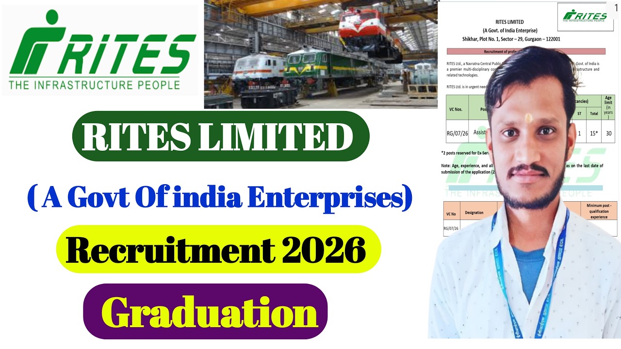 RITES Ltd Recruitment 2026 | Assistant HR Vacancy | Apply Online | RITES Ltd Vacancy  | Govt jobs 