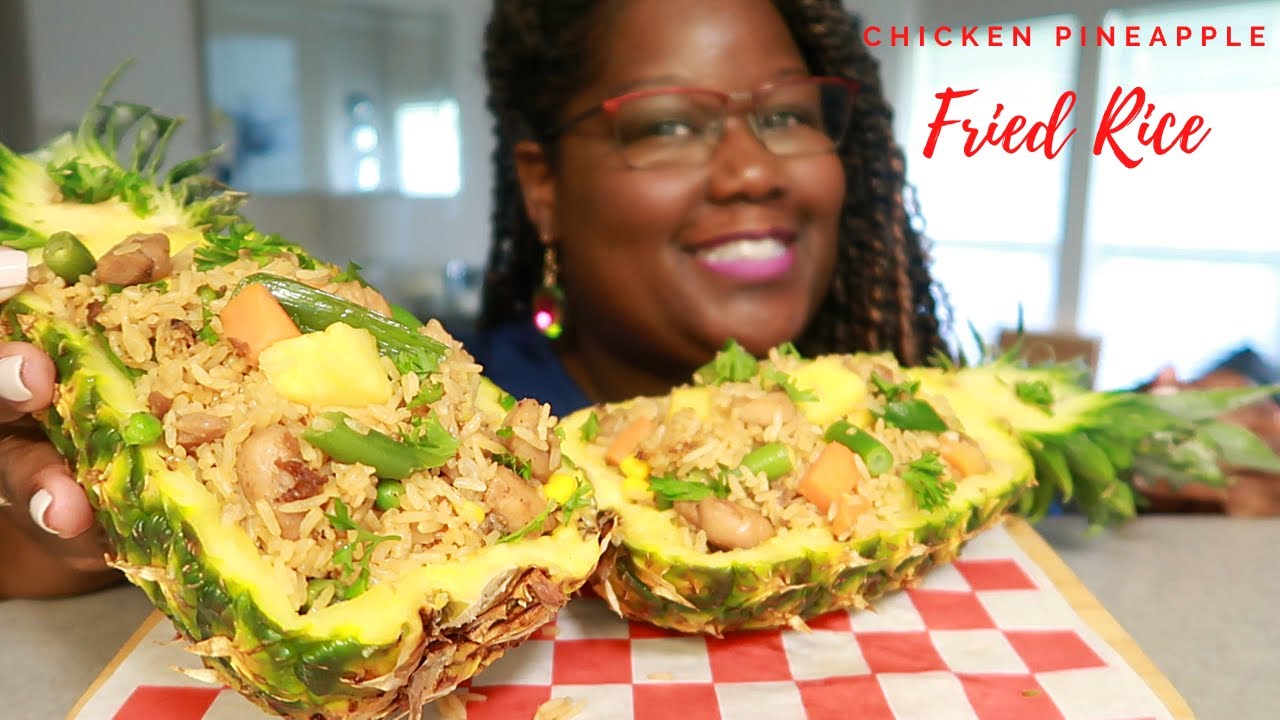 CHICKEN PINEAPPLE FRIED RICE BOWL RECIPE + MUKBANG 먹방  | Asmr 실제 요리 소리