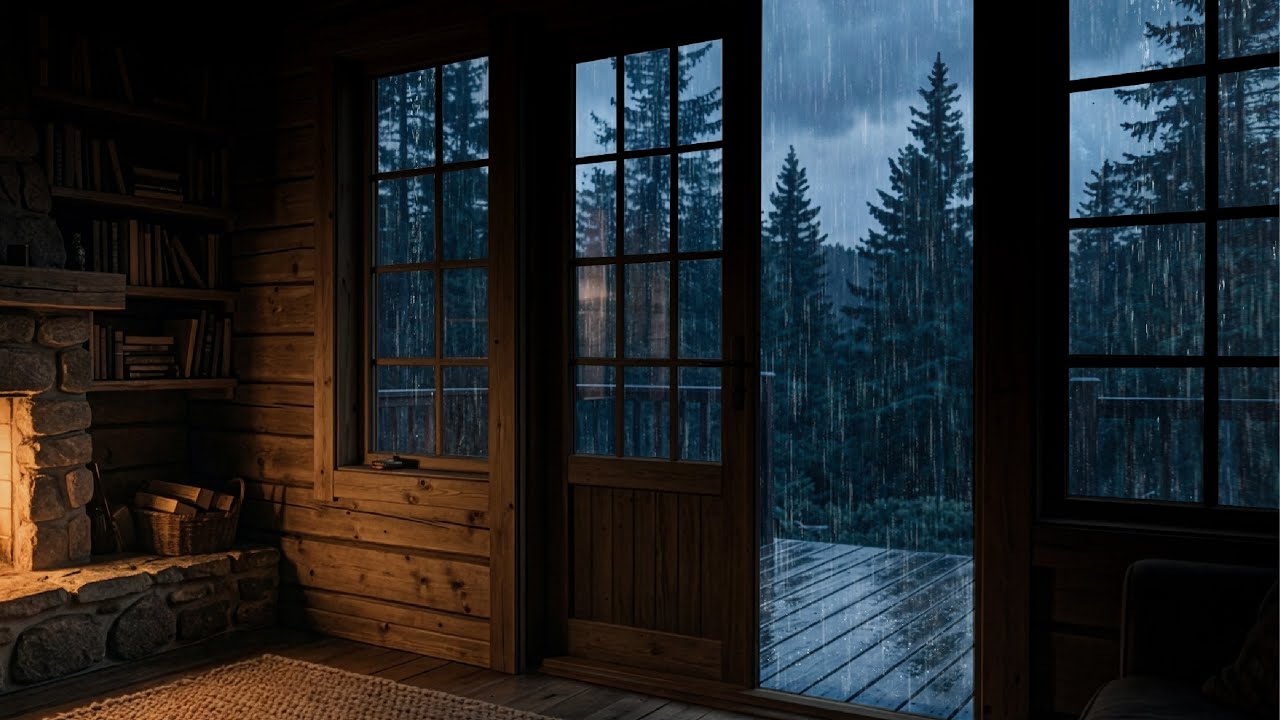 🌧️ Heavy Rain Sounds for Deep Sleep | Cozy Cabin Night