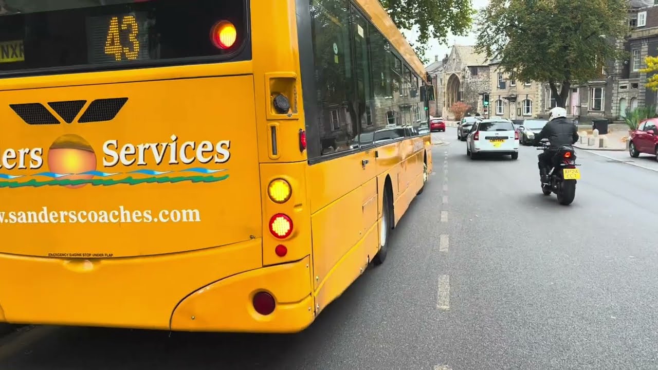 BLOWN EXHAUST!! YN06 NXR - Scania L94UB Wright Solar - Sanders route 43 (Following with bike)