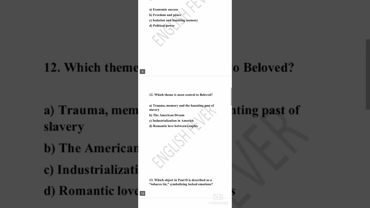 PG TRB ENGLISH UNIT 6 BELOVED IMPORTANT QUESTIONS TONY MORRISON UGC NET SET EXAM 20 MCQS