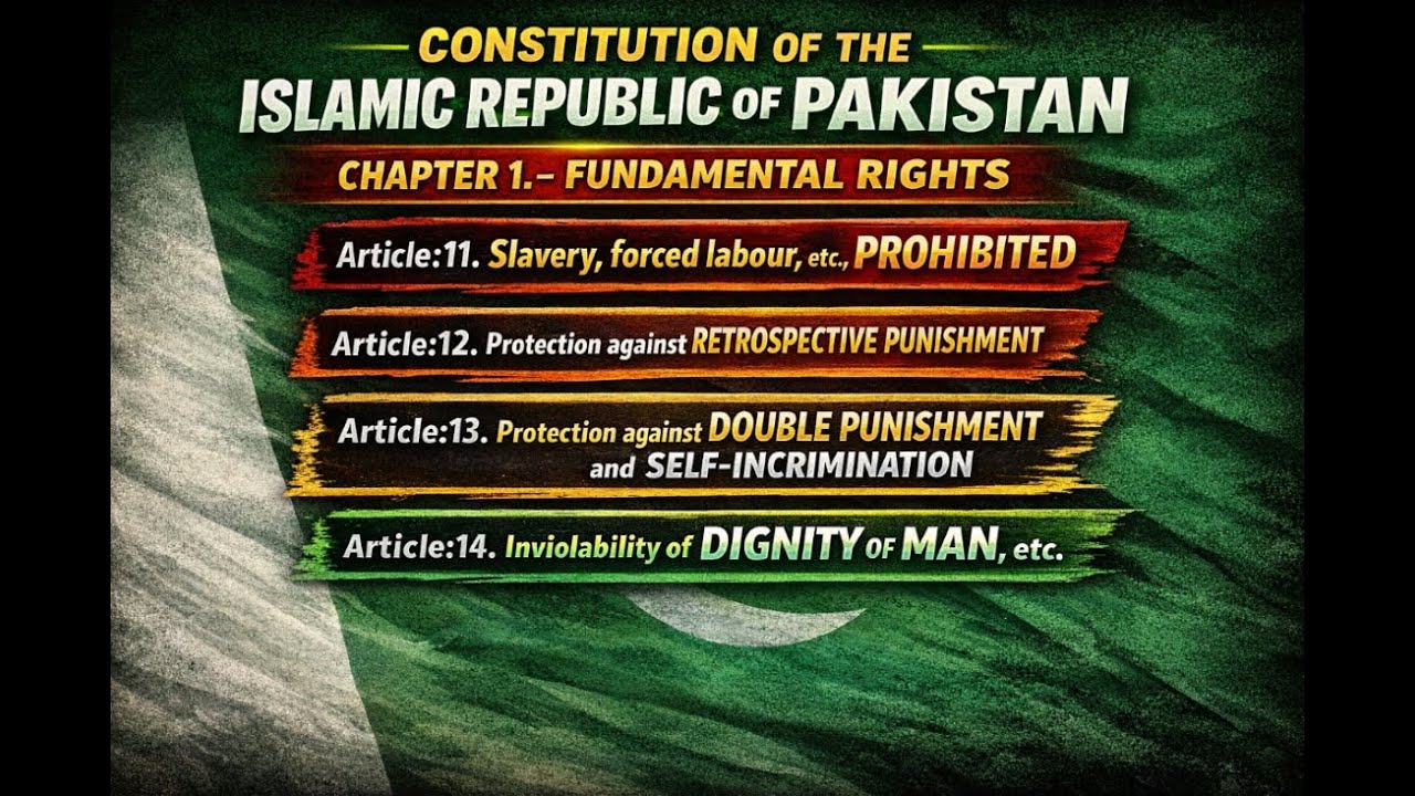 Articles 11–14 Fundamental Rights Every Pakistani Must Know | Slavery, Punishment & Human Dignity