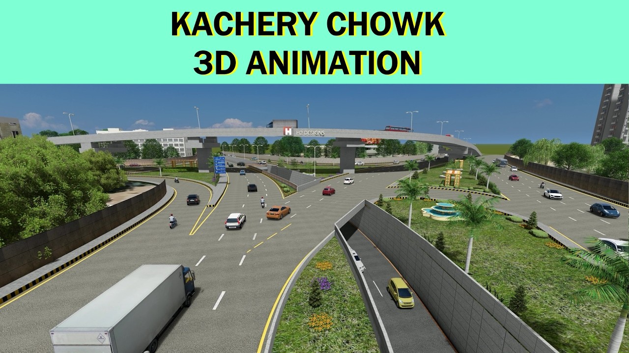 Kacheri Chowk Project Traffic Simulation | 3D Animation   #rawalpindi #katcheri #underpass #flyover