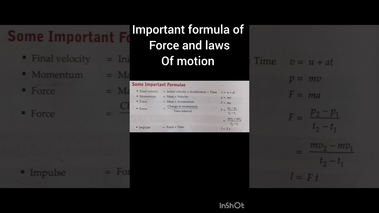 Important formula of force and laws of motion #science #viralvideo #physics