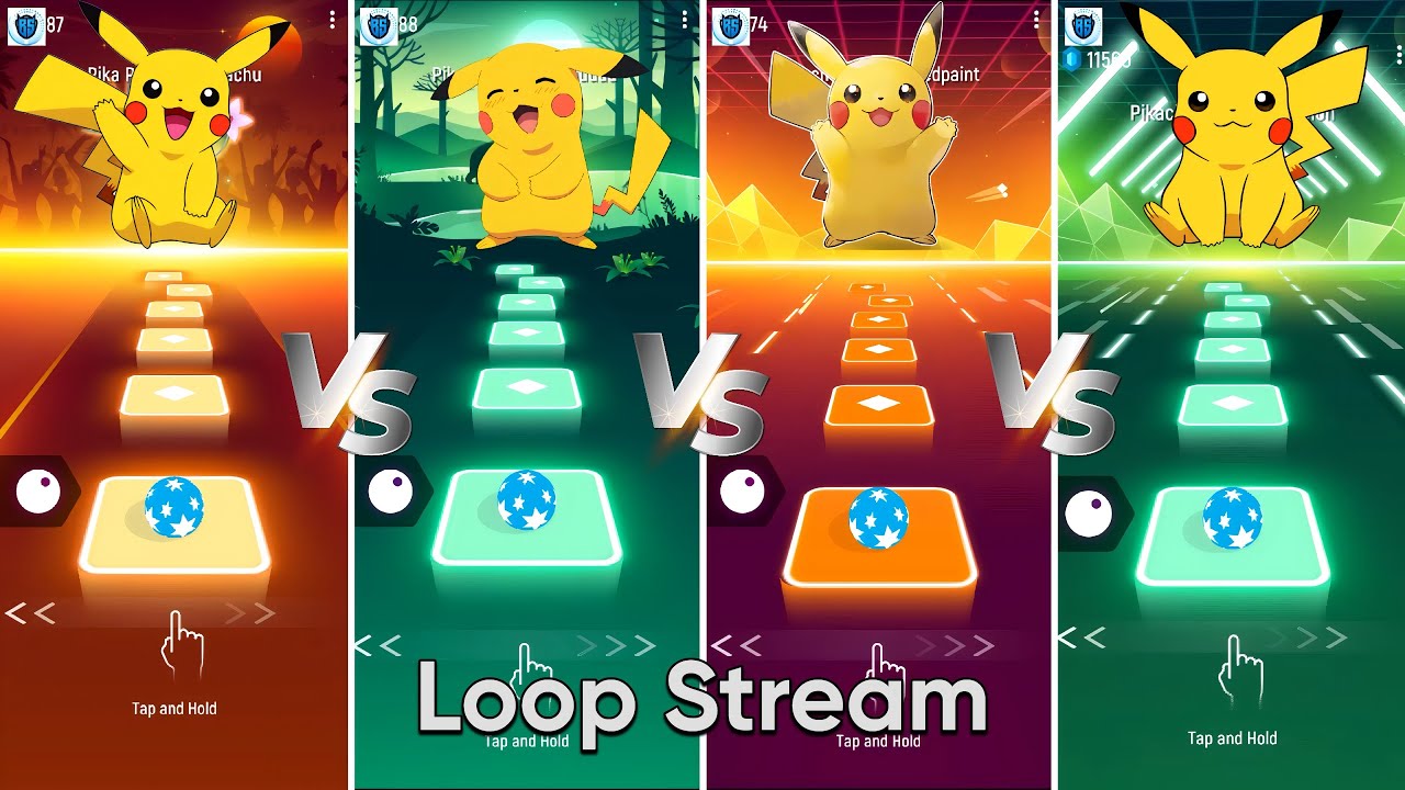 Pikachu vs Pikachu vs Pikachu vs Pikachu - Tiles Hop (Loop Live Stream)