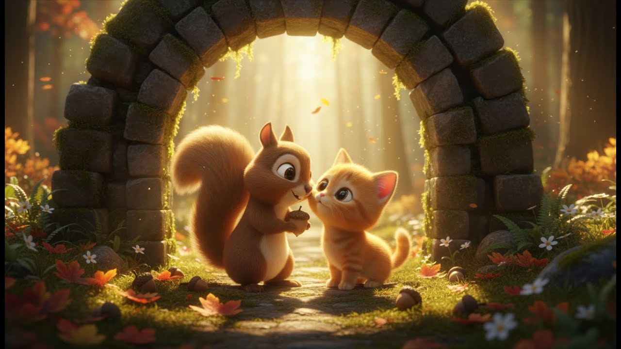 A Shy Kitten's First Encounter: A Heartwarming Cat Meets Squirrel Story