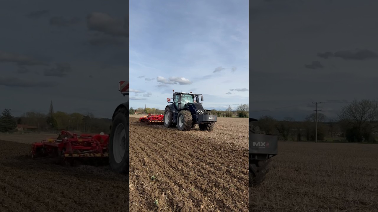 The Valtra Q Series & the TD400 Vaderstad Topdown cultivating in the sun ☀️ #bandbtractors