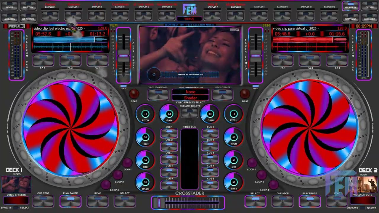 ✅👉THE BEST SKINS Touch Neon Red _ FOR THE VIRTUAL DJ 8.2 to 8.5👈✅