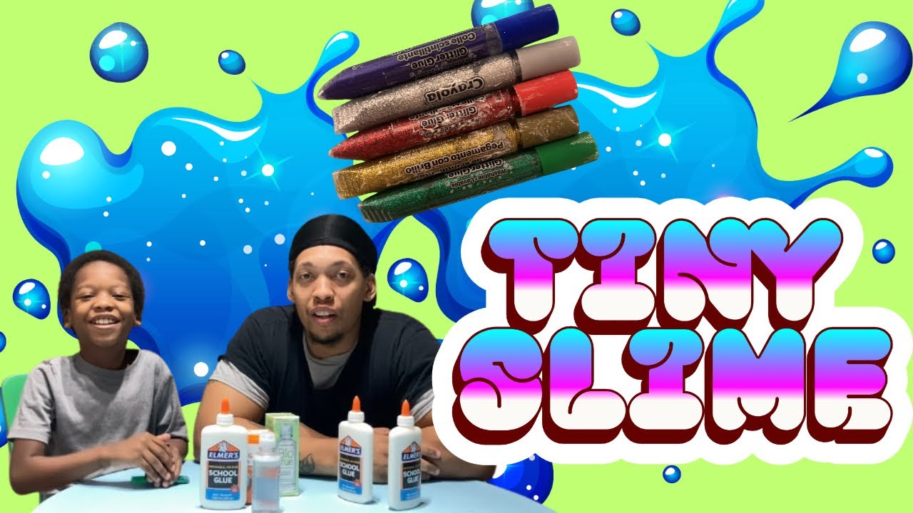 MAKING TINY SLIME WITH GLITTER GLUE 