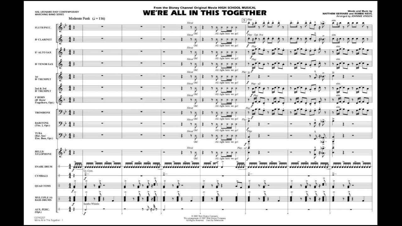 We're All in This Together arranged by Johnnie Vinson