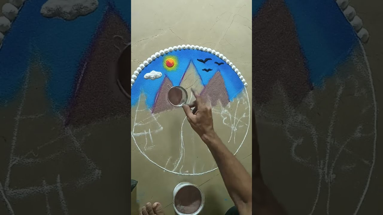 live session - 5 , easy scenery rangoli