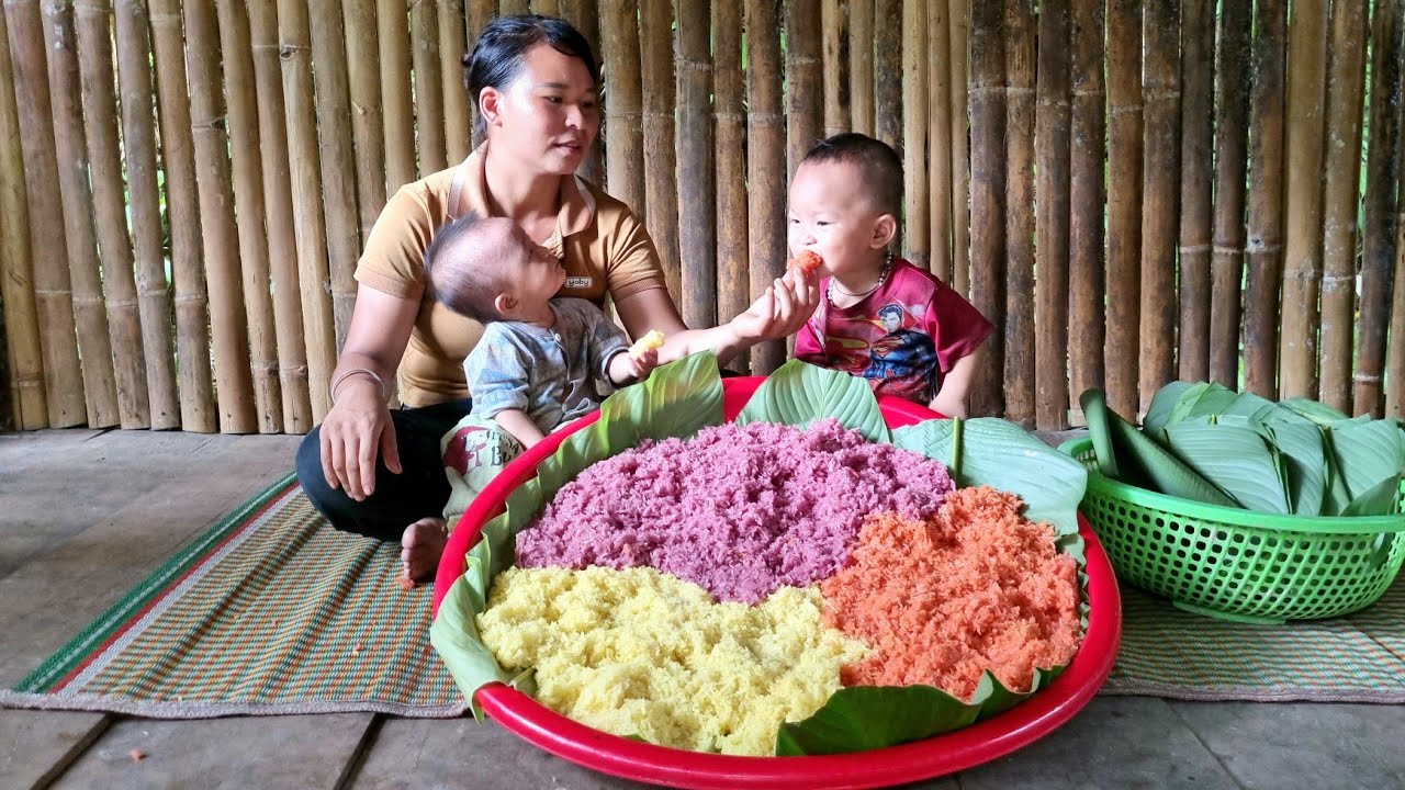 Single mother: How to make five-color sticky rice to sell - Perfecting the roof | Build a farm