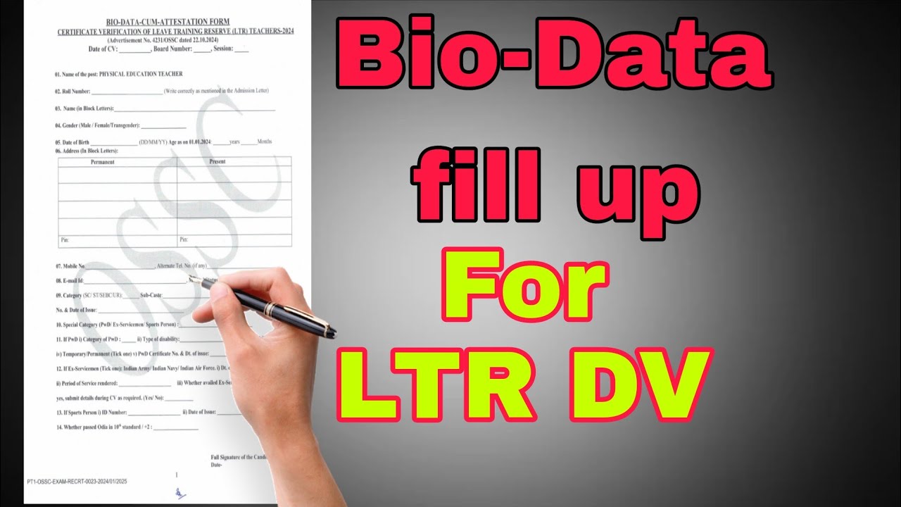 PET Bio-Data Form  Fill up || LTR Documents Verification Form Fill up || DV Form fill up 