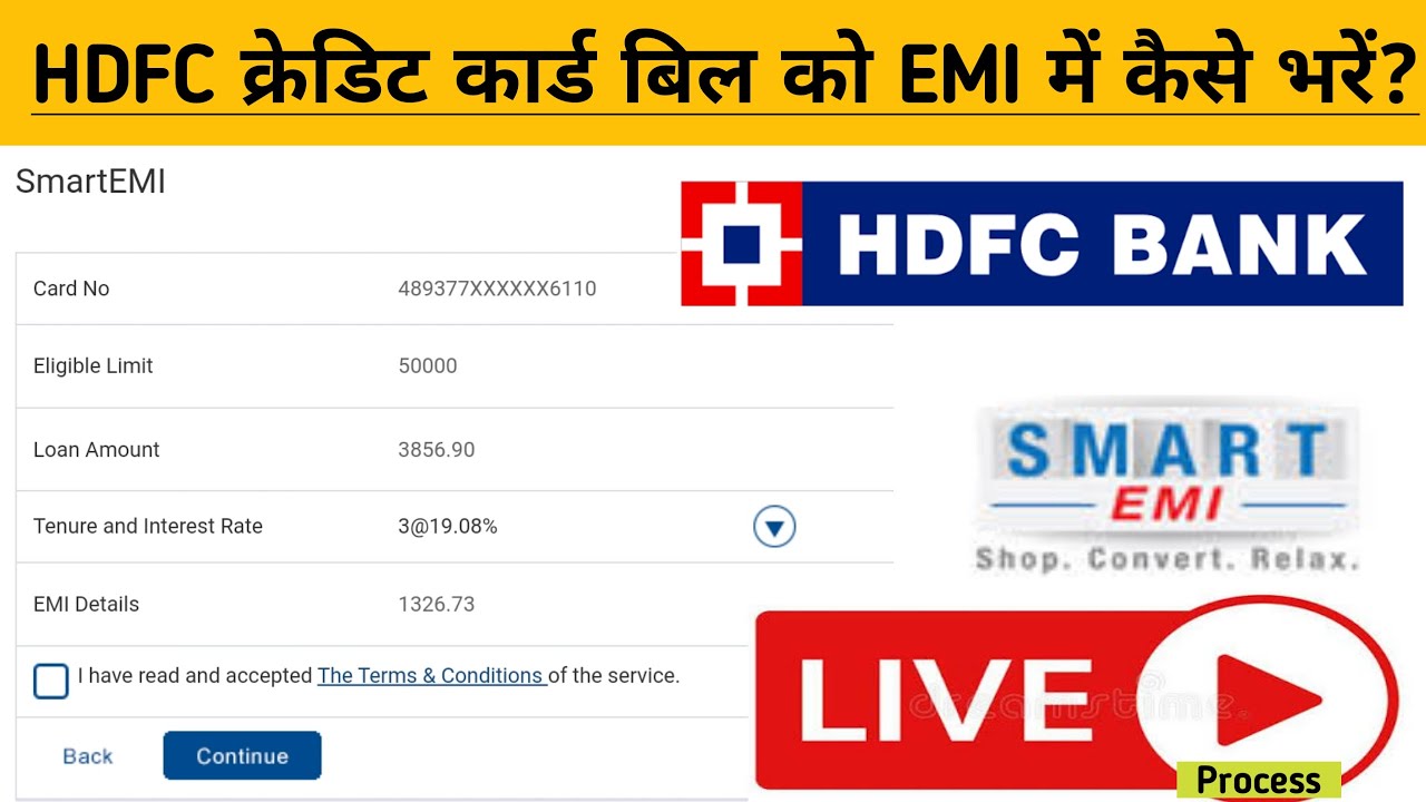 HDFC Credit Card Smart EMI Live Process | credit card big amount into EMI