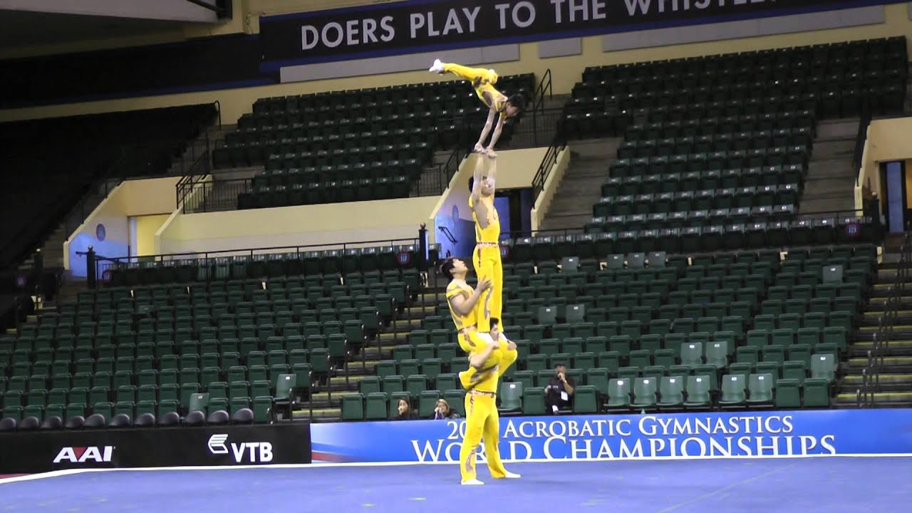 Feng, Fang, Zhou & Zhang - Men's Group - 2012 World Acro Championships Podium Training