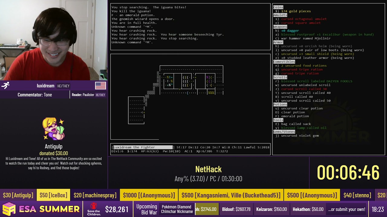 NetHack [Any% (3.7.0)] by luxidream - #ESASummer21