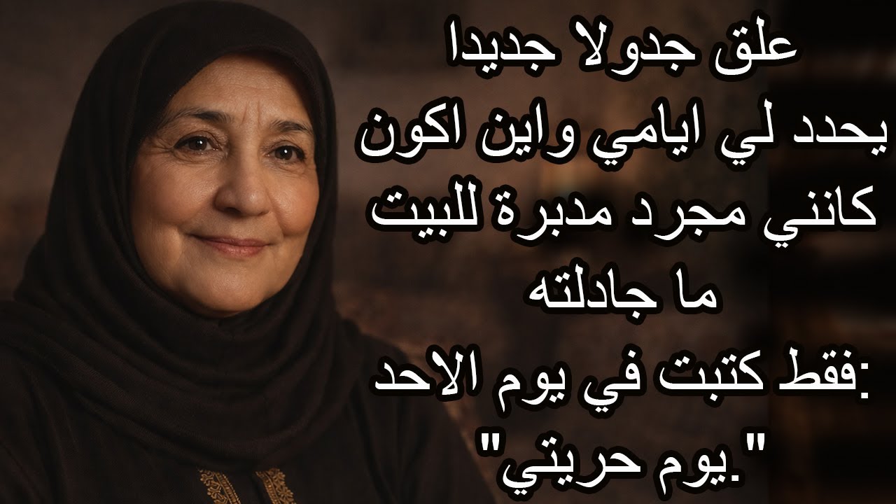 علّق جدولاً لحياتي… فكتبت يوم الأحد: يوم حريتي
