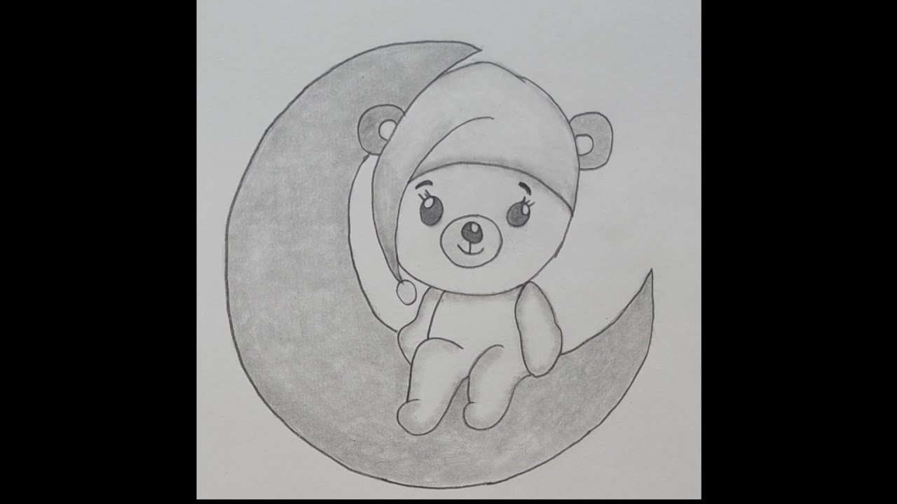How to Draw a cute Teddy bear sleeping on moon | Teddy bear Drawing| Cute Teddy Drawing| TinyTale#24