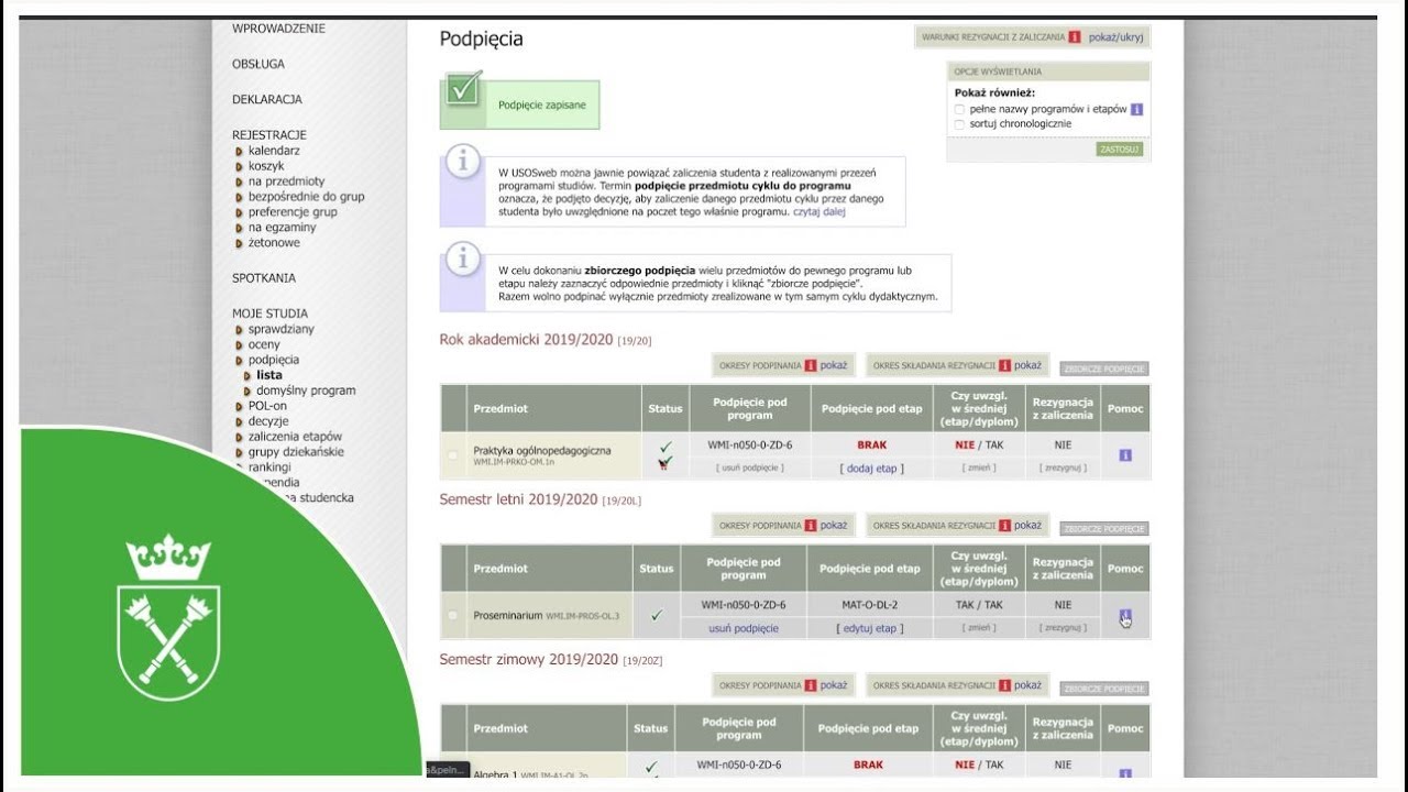 USOS odc. 3. Podpinanie przedmiotów pod programy i etapy studiów