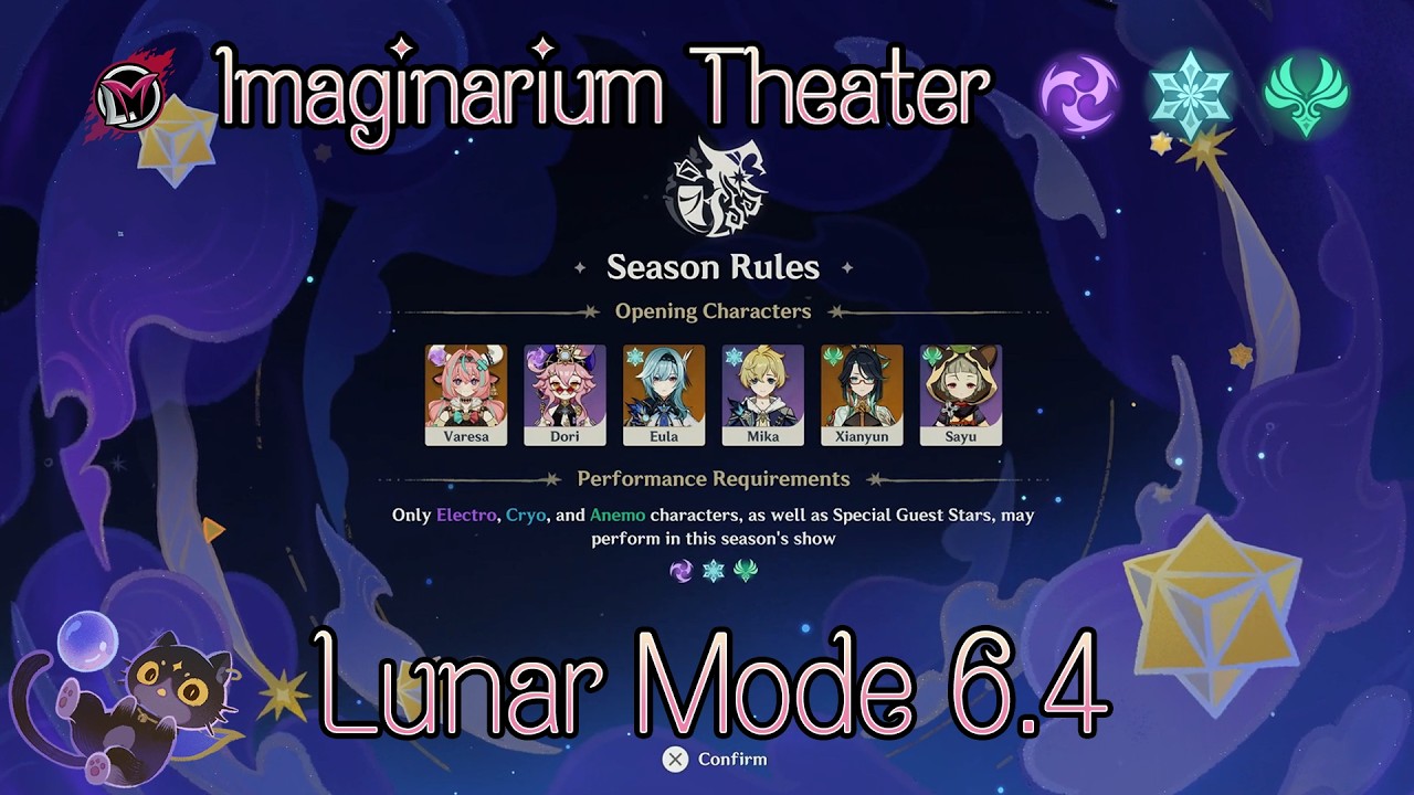 Cryo-Electro-Anemo Acts 1-12 Full Clear (Lunar Mode) | Imaginarium Theater 6.4 | Genshin Impact