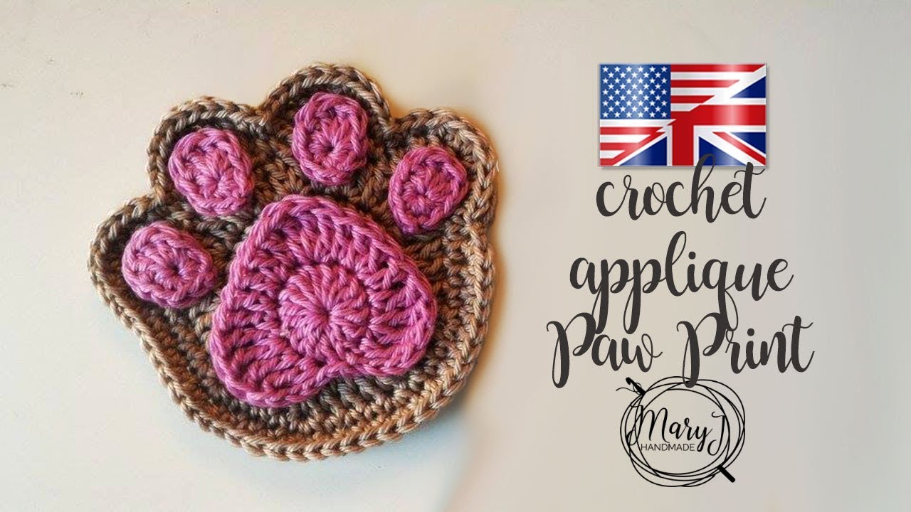 Аппликация с отпечатком лапы крючком | MARYJ HANDMADE