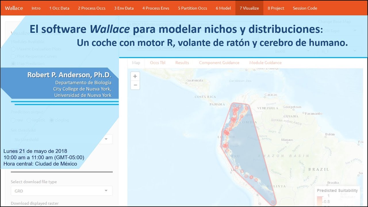 El software Wallace para modelar nichos y distribuciones: Un coche con motor R, volante de ratón y
