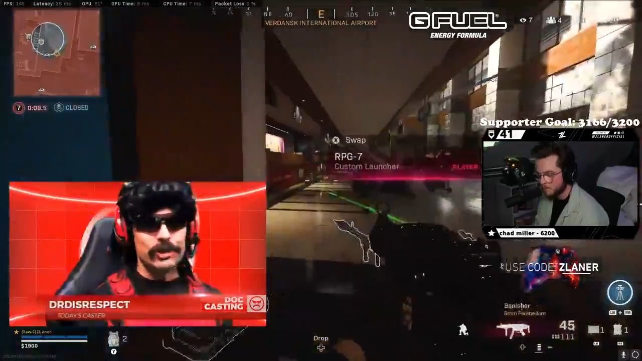 Dr Disrespect - Doc Cast of ZLaner's clutch Warzone end game