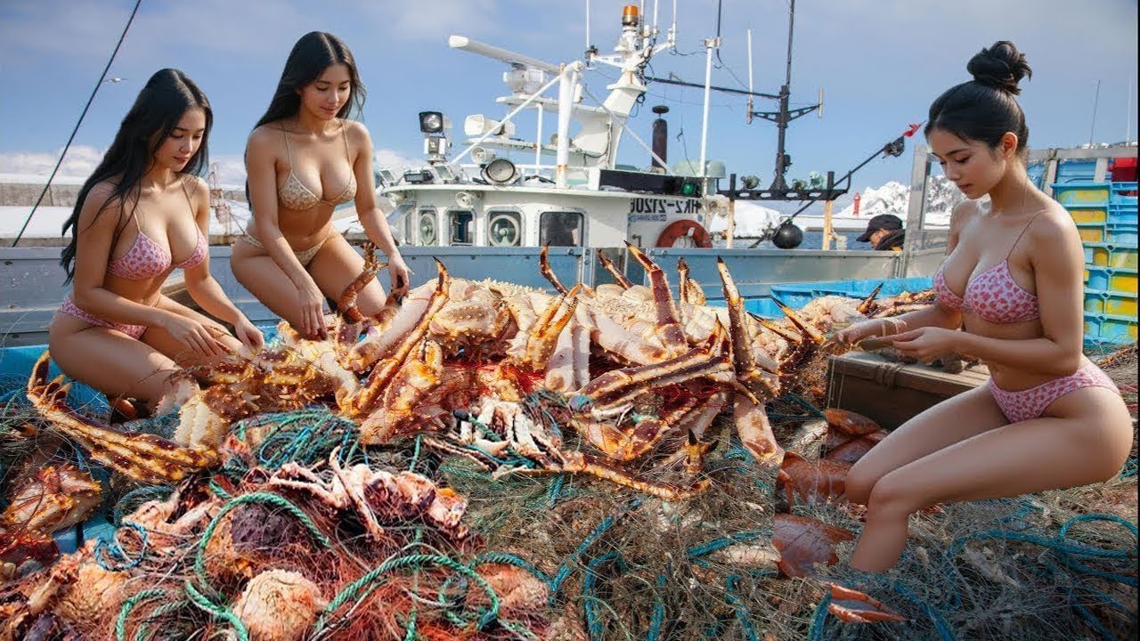 Deep Sea Crab Fishing Horror– Japanese Fishermen Catch 100 Tons of Snow Crab in Giant Long Trawl Net