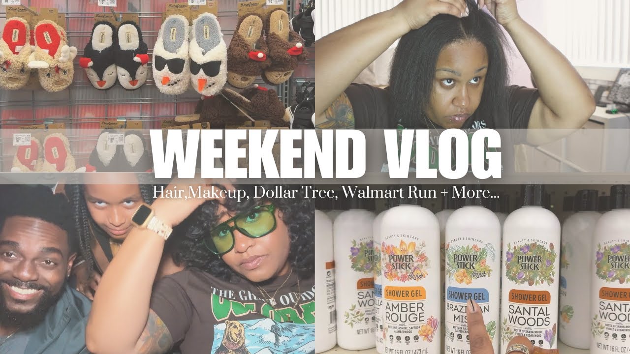 Weekend Vlog | Relaxed Hair Update, Makeup, Dollar Tree, Walmart Run + More...