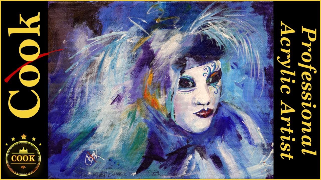 Easy Acrylic Abstract Mardi Gras Mask For  Beginners to Advanced Artists