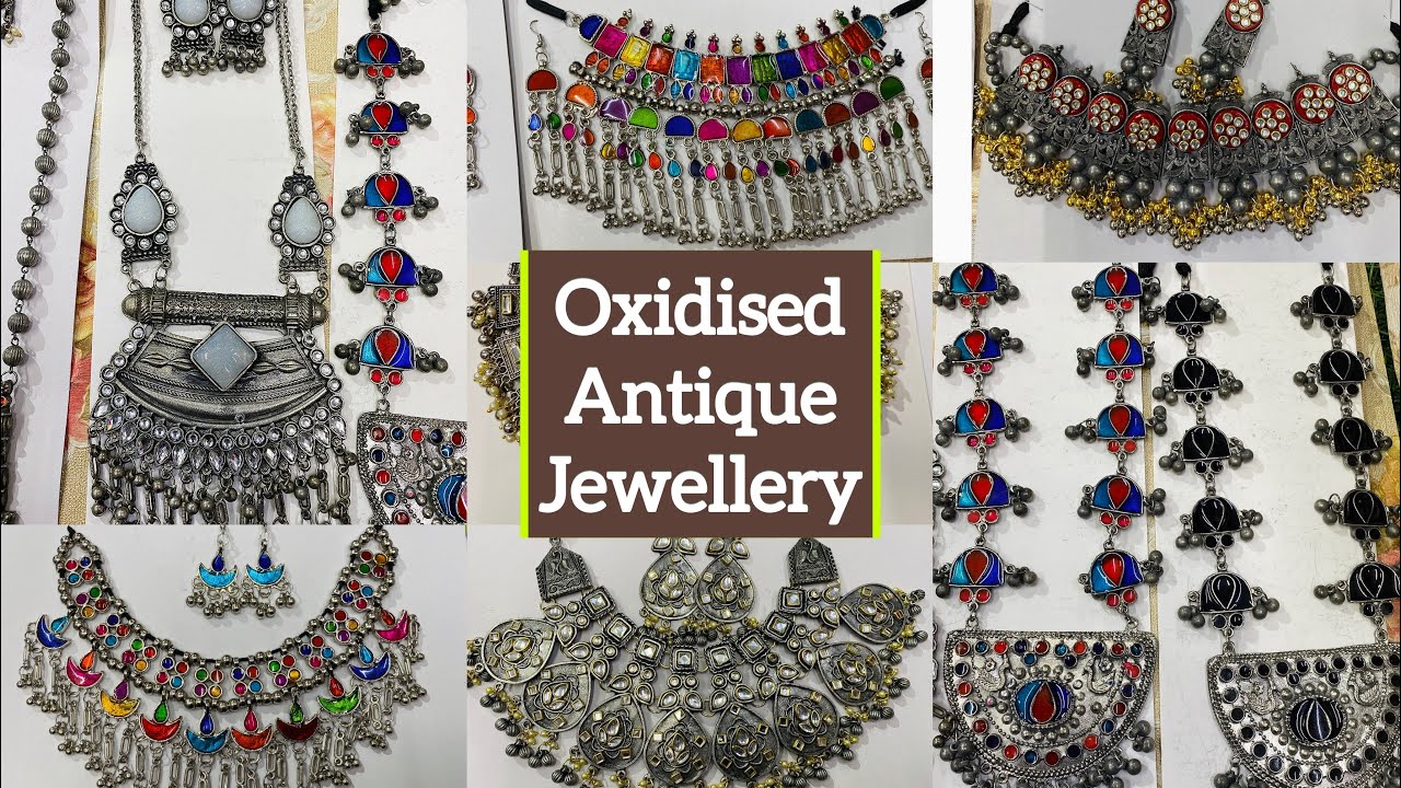 Black Polish Oxidised Jewellery | Antique Multi Coloured Neckpieces | Necklaces Wholesale Market