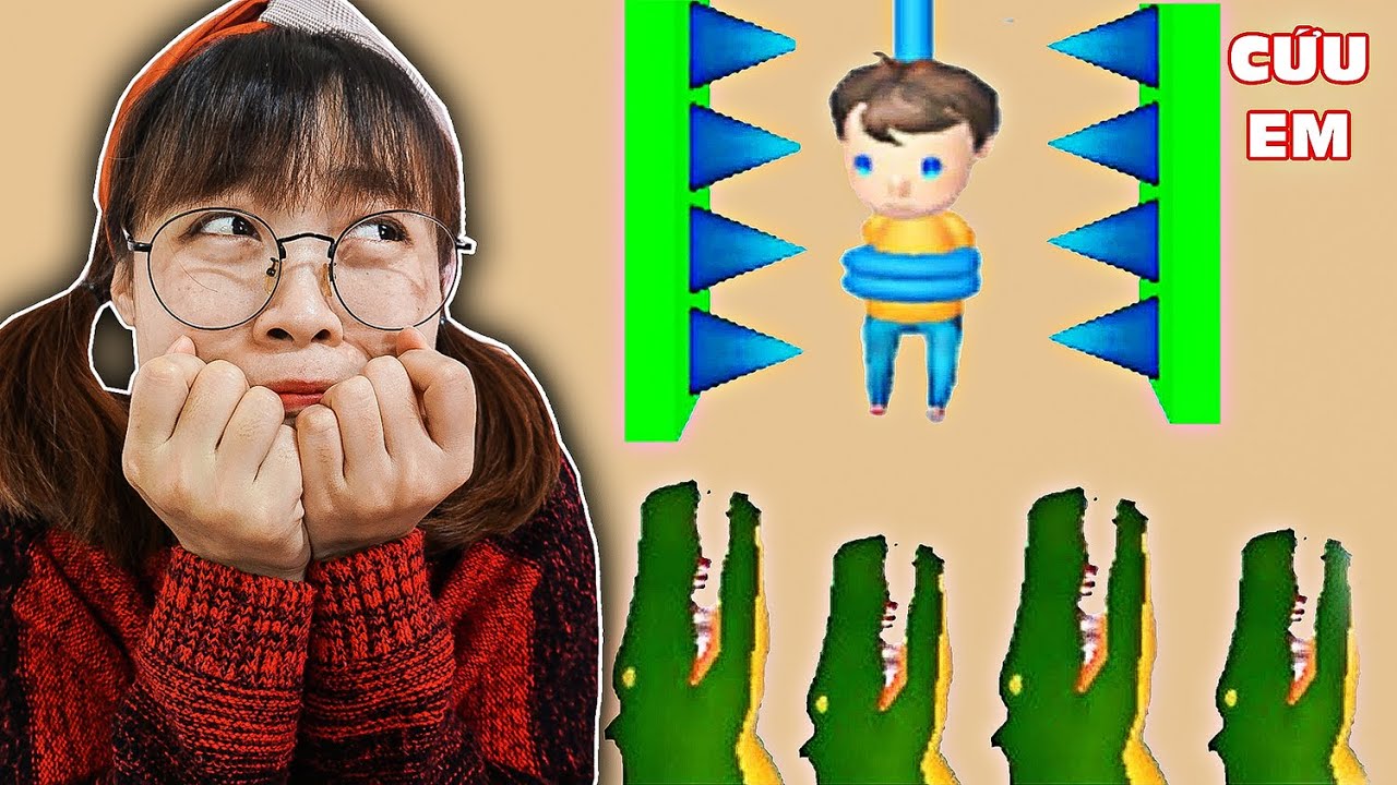 Hà Sam Giải Cứu Em Trai Khỏi Bầy Cá Sấu Hung Dữ Và Bẫy Chông Gai Nguy Hiểm- Rescue Cut - Rope Puzzle