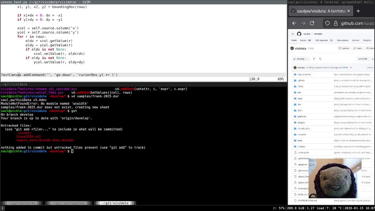 [visidata] issues and PRs