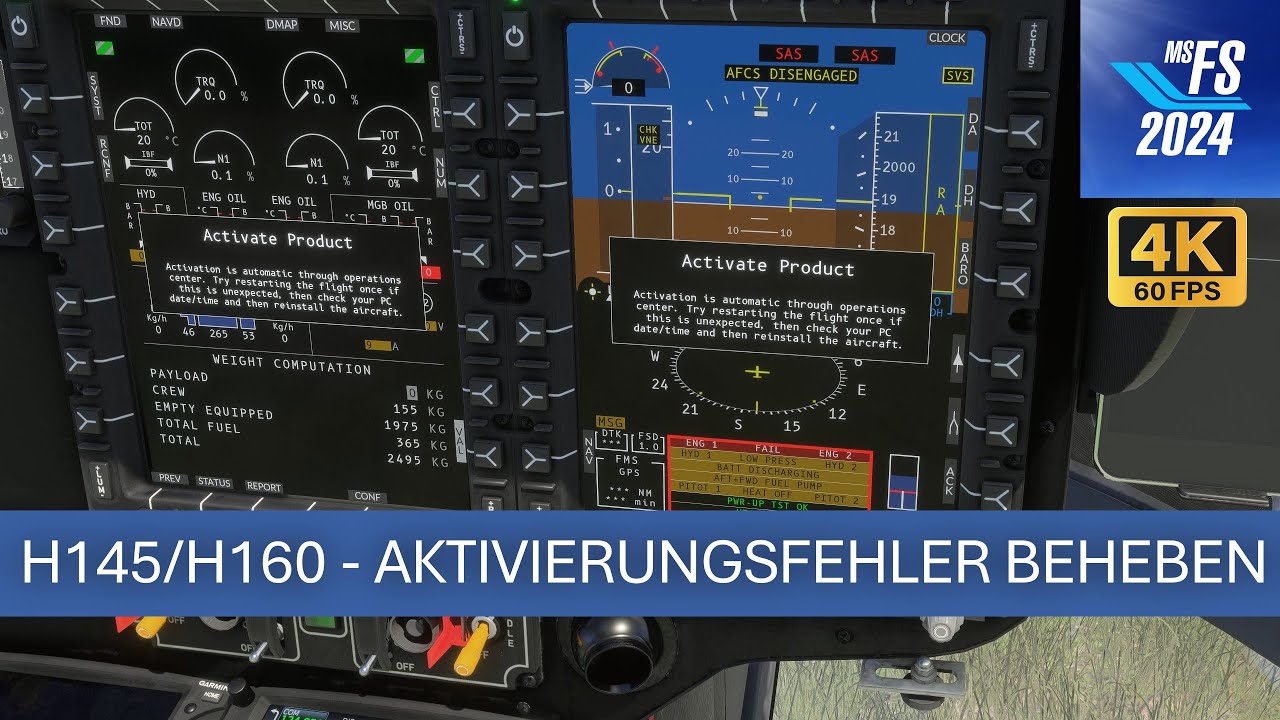 H145/H160 - Aktivierungsfehler beheben und Update aktuellste Version | MSFS 2024