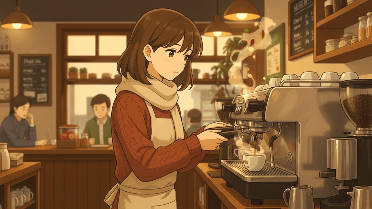 A Rainy Day at the Café ☕️ Cozy ASMR | Baking🥐, Roasting🔥, Latte art☕️ #AnimeASMR #CozyAnime