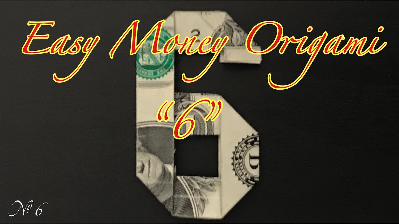 $1 Money Origami “6”  US dollar bill origami, Gift idea / お札で折り紙