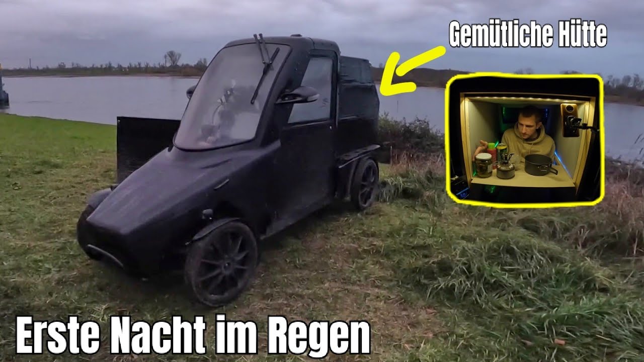 Meine erste Nacht im Regen / Fahrrad Wohnmobil 3.0 Ultraleicht Übernachten 🌧️